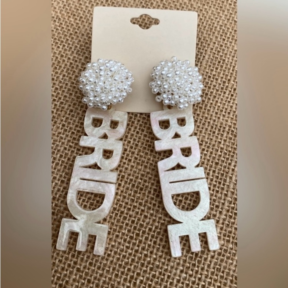 Team Bride & Bride earrings 3 pair included(set of 2 team bride & 1 Bride) - Picture 2 of 4